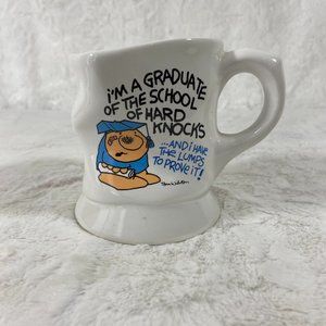 1988 Vintage Ziggy Coffee Mug Cup School Of Hard Knocks crumpled Humor